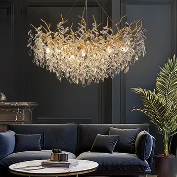 luxury crystal living room lamp design sense duplex building restaurant lamp simple clothing store villa bedroom Chandelier