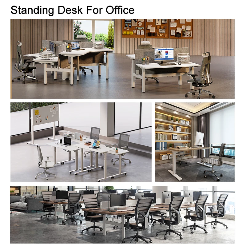 Wooden Top Modern Home Office Computer Table with Storage Drawer Electric Height Adjustable Standing Desk with Wireless Charger