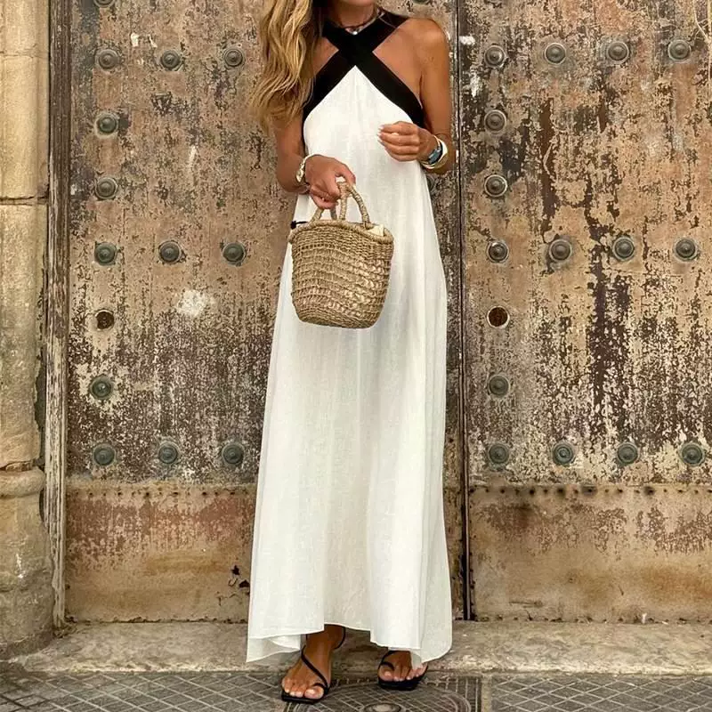 Fashionable Cotton Linen Dress Criss-Cross Neck Elegant Maxi Dress Loose Simple Long Wide-Shouder Strap Dress| Alibaba.com Fashionable Cotton Linen Dress Criss-Cross Neck Elegant Maxi Dress Loose Simple Long Wide-Shouder Strap Dress| Alibaba.com