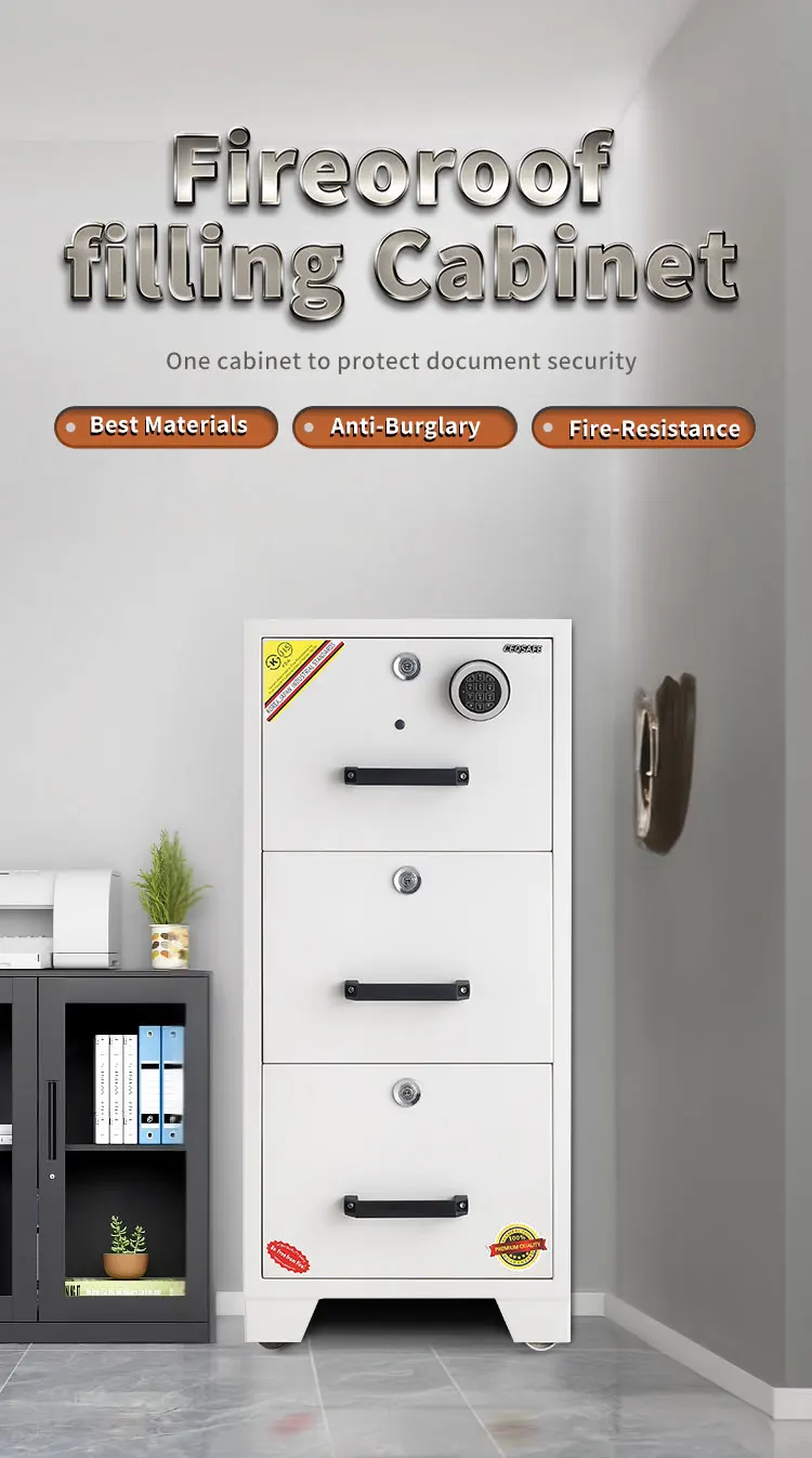 CEQSAFE 3 Drawers Steel Fireproof Safe Cabinet Vertical Steel Filing Cabinet details