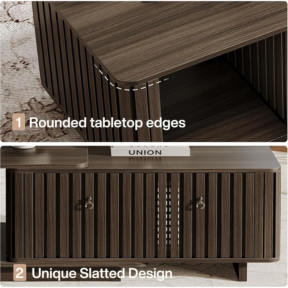 43\"-65\" Extendable Rectangle Coffee Table with 2 Drawers and Shelves Living Room Furniture Set with Storage Cocktail Table supplier