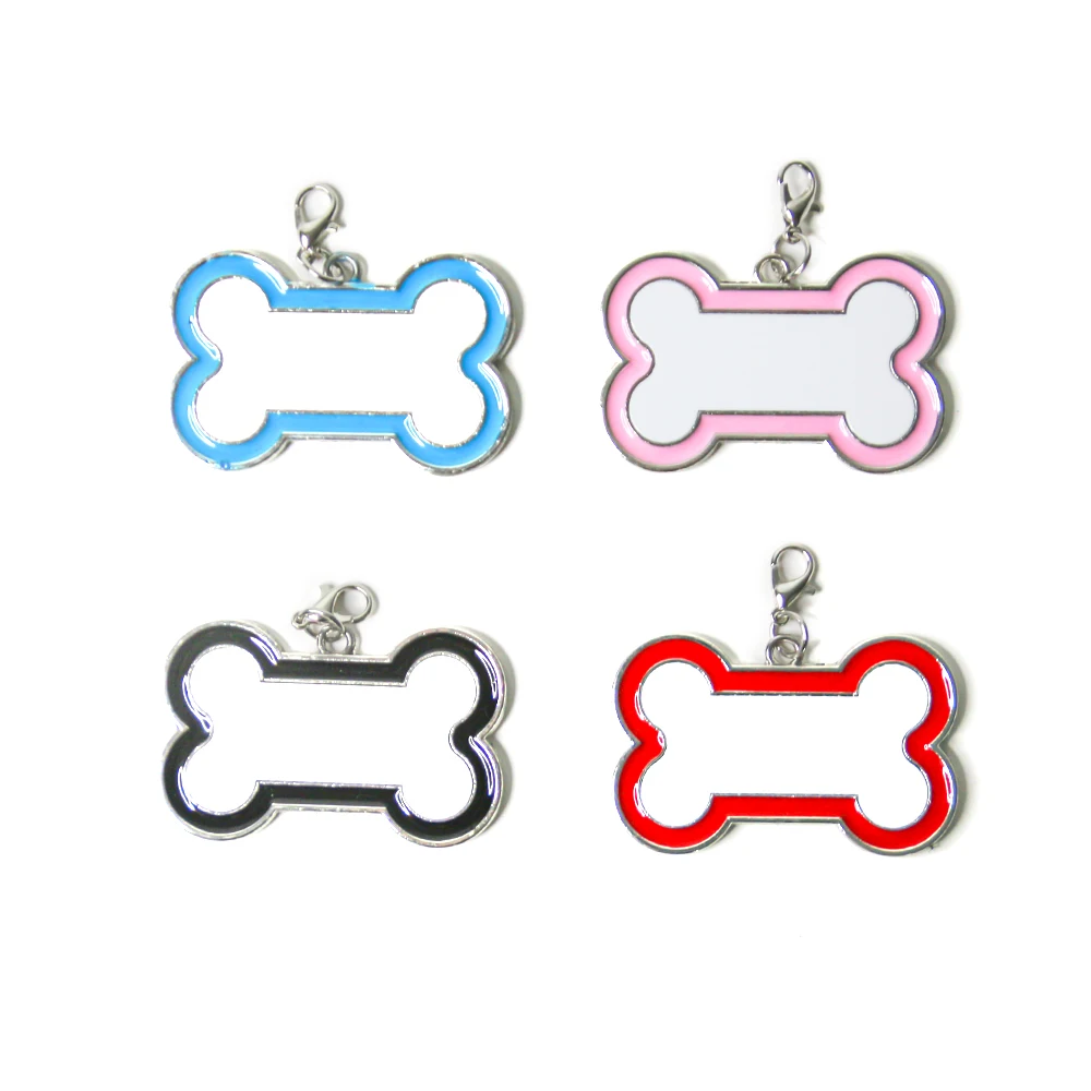 Prosub Custom Sublimation Dogtag Blank Metal Color Edge Bone Shape Pet Id Tag Sublimation Blank