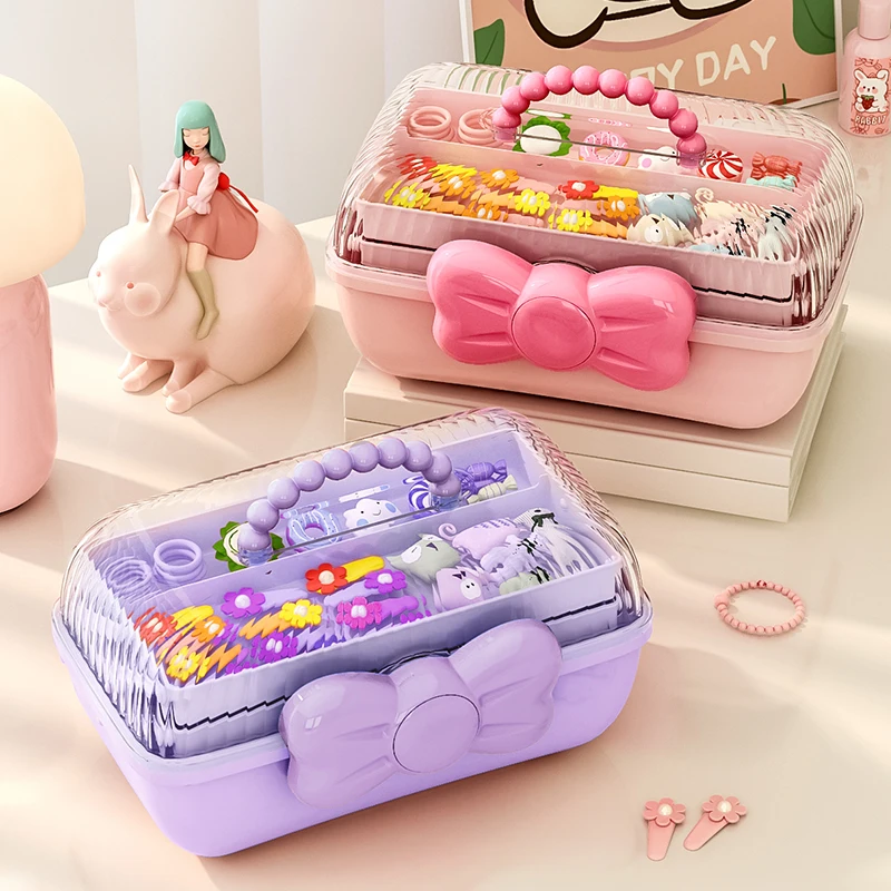 2023 New Product Three-layer Thickened Large-capacity Multi-compartment Girl's Hair Accessories Storage Box