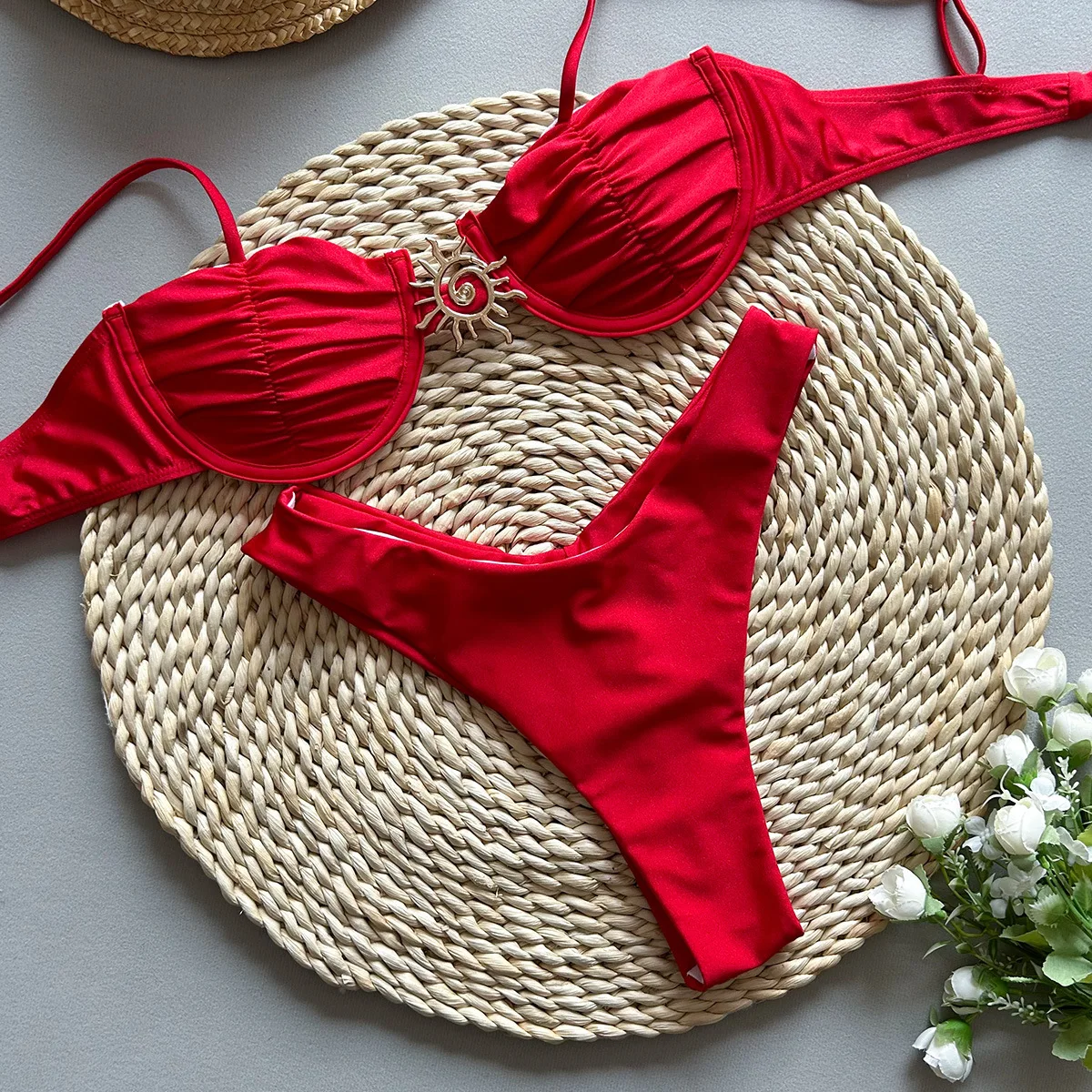 JSN Two Pieces Bikini Set Push up Bikini Sexy Women Swimsuit Female Swimwear Brazil Bathing Suit Beachwear