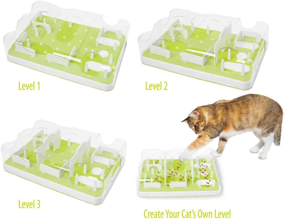 AFP Adjustable Difficultie Llevel Plastic Slow Feed Food Dog Cat Puzzle  Toy Pet Bowls Feeder Maze Feeder for Cat