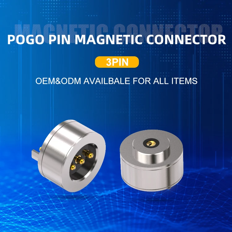 Factory Supply Spring Loaded Pcb High Power Rectangle Circular 3 Pin Magnetic Connector