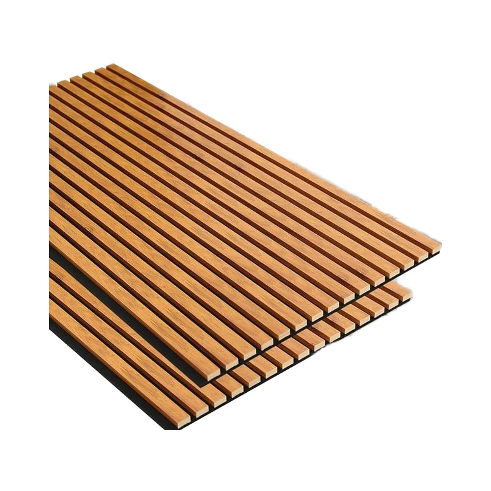 3D Slat Acoustic Paneling Wood Finish Accent Acoustic Wood Slat Wall Panels for Recording Studio Living Room Interior Decoration