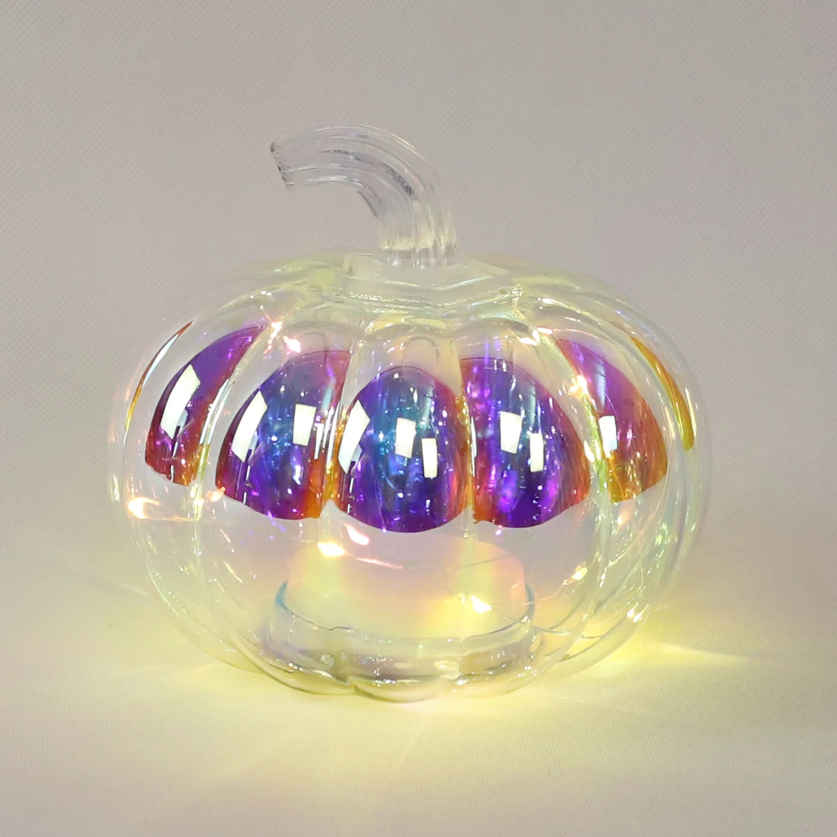 3 pcs LED glass artificial pumpkins and timer ornament for sale halloween wholesale decorations