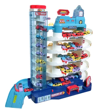 Novelty City Garage Play set Car Race Track for Toddlers,5 Level Garage Track Set Toy Garage Parking Adventure Toy