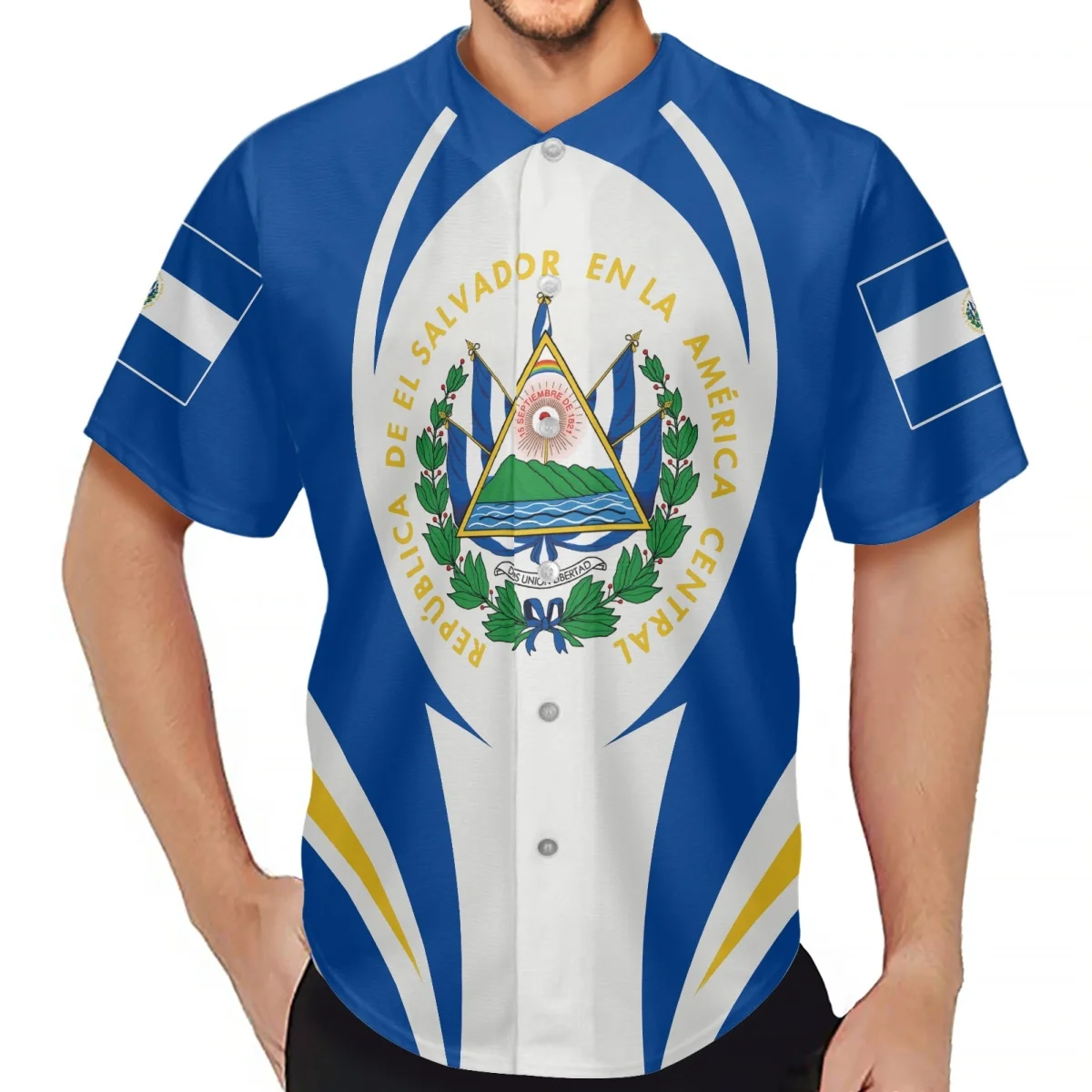 Camiseta de béisbol con diseño de bandera de El Salvador