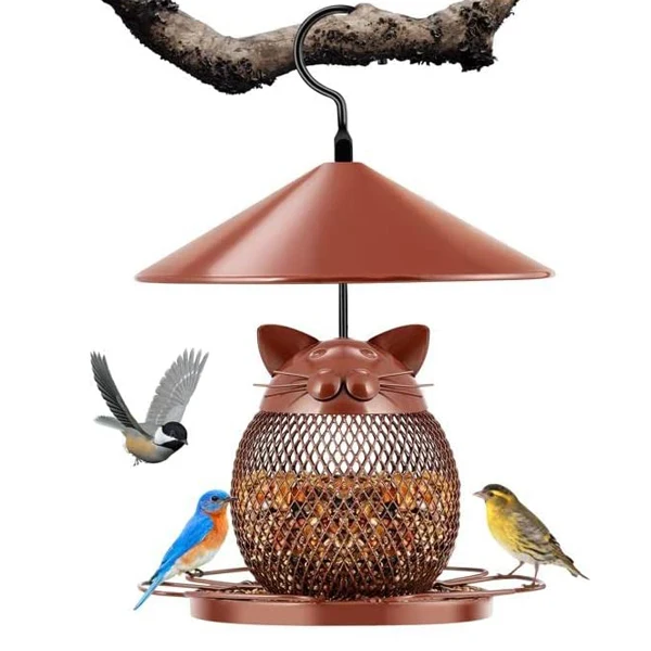   Metal Mesh Hanging Solar Bird Feeder