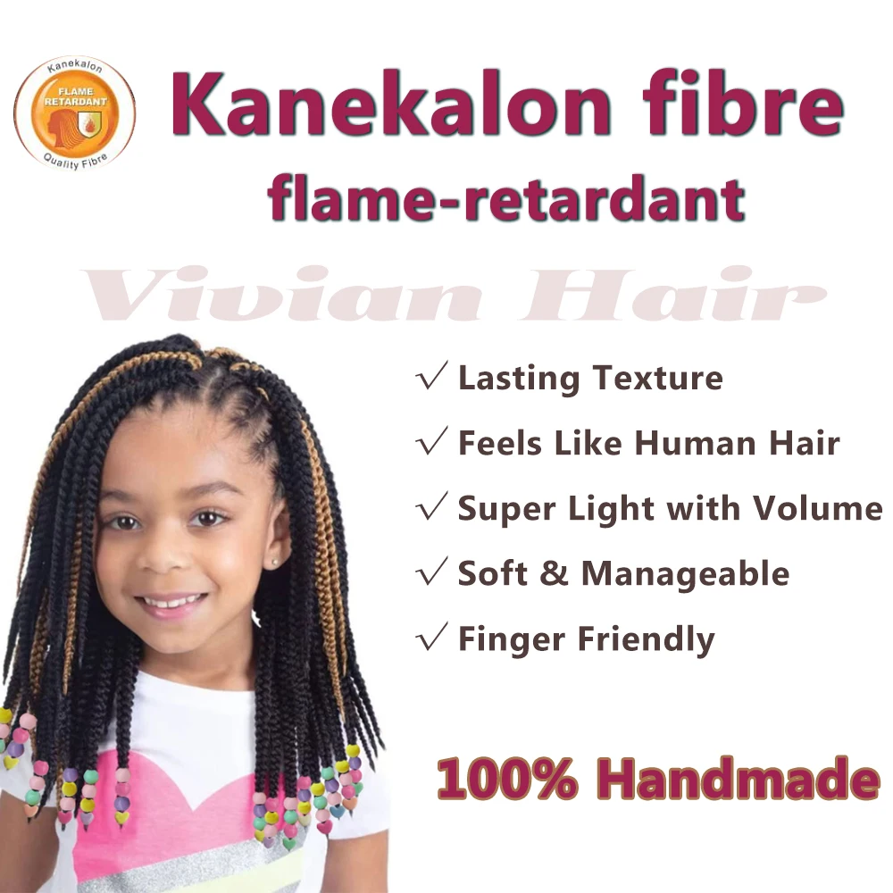 Vivian Box Braid Ponytails with Colorful Beads pink Bow Tie Cornrow Braids for Kids Baby Girl Fashion Hair Styles