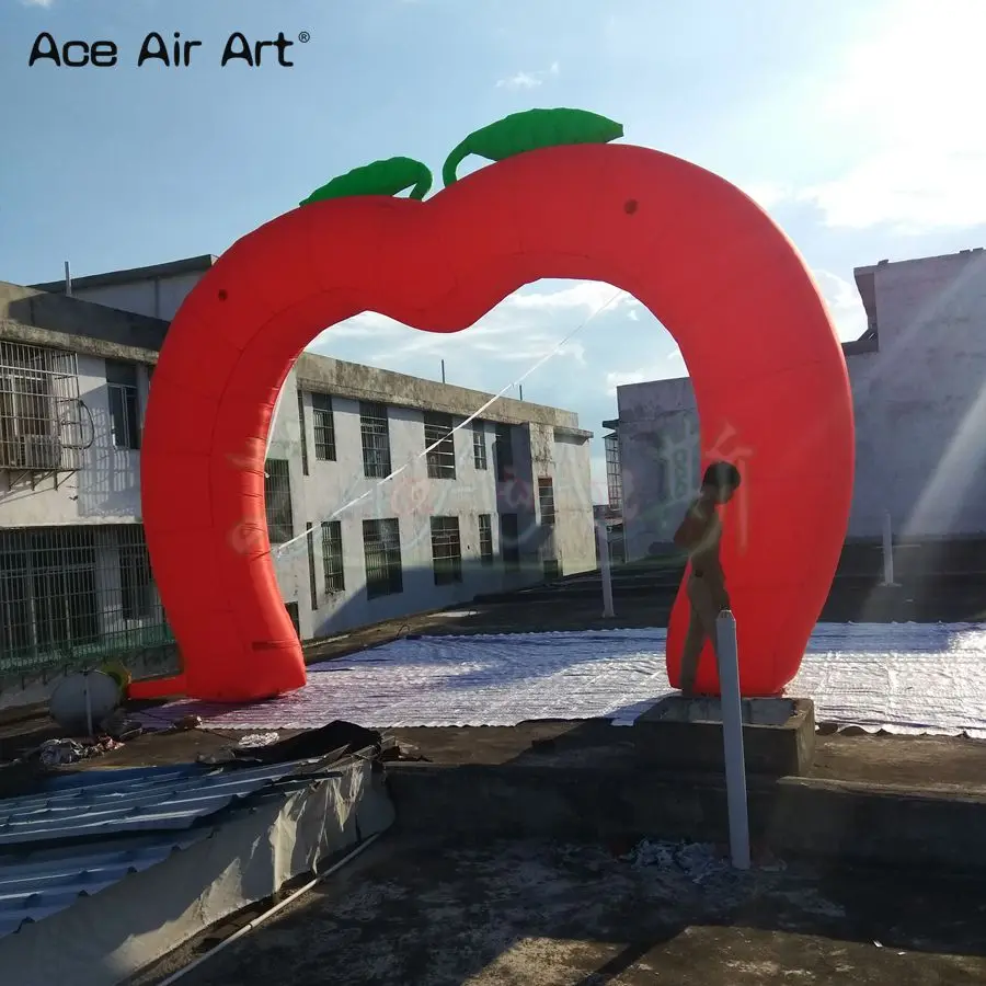 Red Inflatable Apple Archway, Outdoor Promotion Gantry for Fruit Advertising & Event Decoration Includes Air Blower