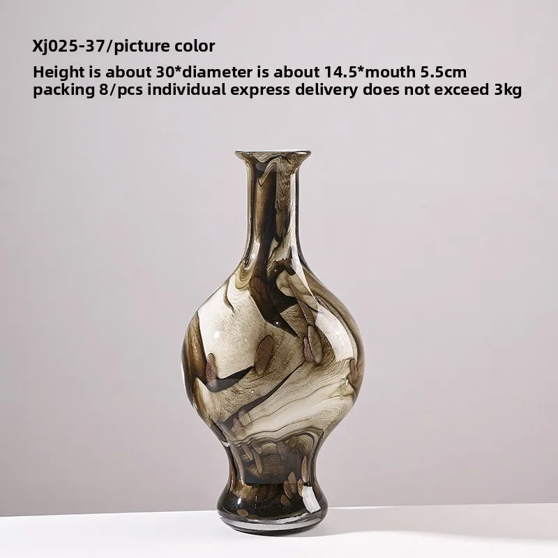 Modern Minimalist Italian Vintage Jade Vase Handmade Marble Ink