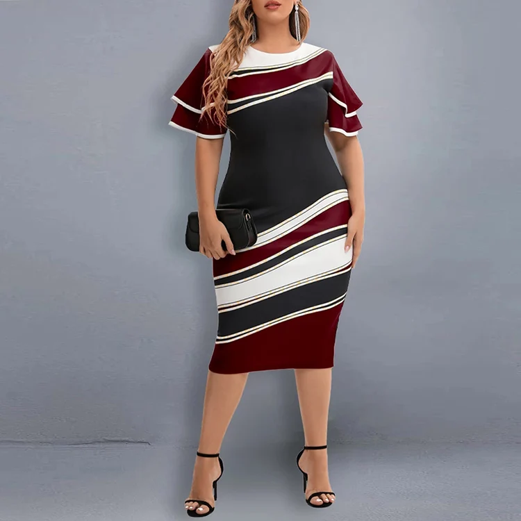2022 Top Selling New Fashion Wholesale Summer Plus Size Slit Striped ...