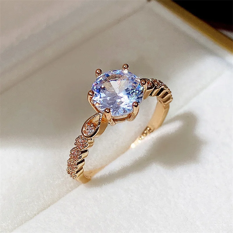 Trendy Luxury Jewelry Heart Female Artificial Diamond Topaz Blue High  Carbon Diamond Ring Engagement Wedding Rings For Women - AliExpress