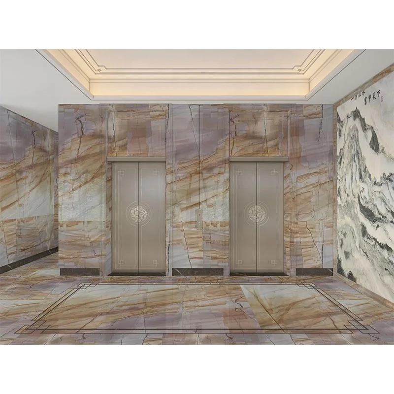 Interior  Rome Impression Quartzite Custom Match Book Wall Tile Yellow Quartzite Countertop Slab