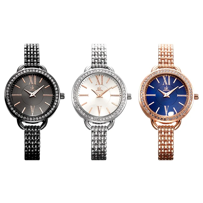 Shengkeラグジュアリーブレスレットレディチェーンウォッチアロイケースとアロイバングルウォッチレディースドレス腕時計フェイクダイヤモンドウォッチ  - Buy Fake Diamond Watch