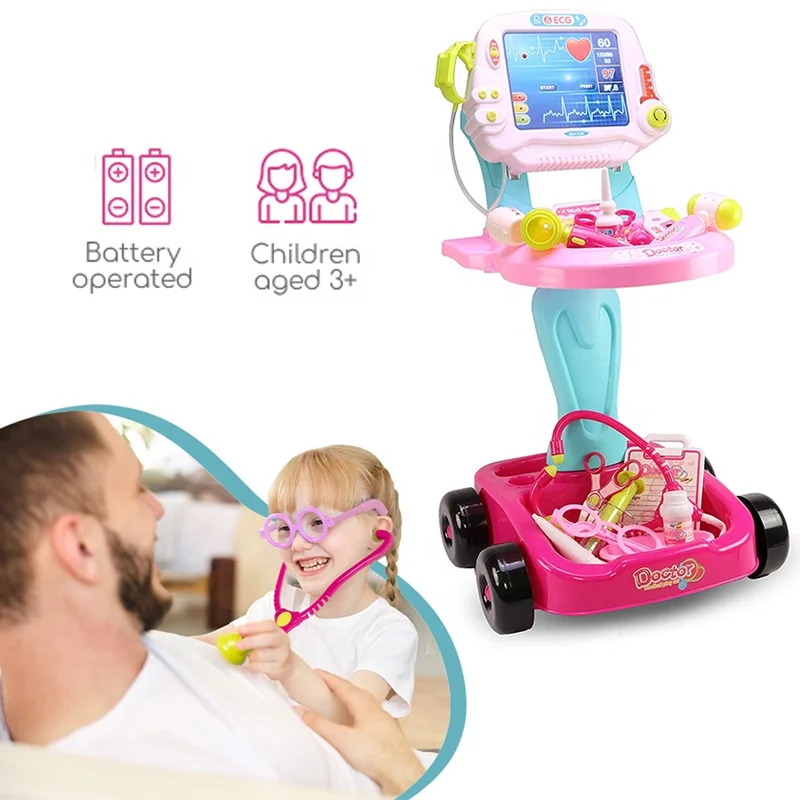 Дошкольные развивающие игры для помещений медицинский набор игрушка врачи игровой двухслойная тележка ролевые
