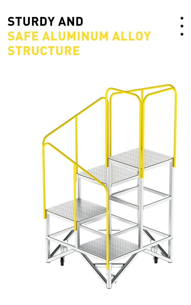 Warehouse Heavy Structural Ladder Aluminum Moveable Platform Step ...