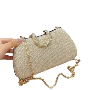 2026 Hot Fashion Solid Rhinestone Sparkling Waterproof Lightweight Women's Chain Shoulder Vintage Clutch Bag New Underarm Box