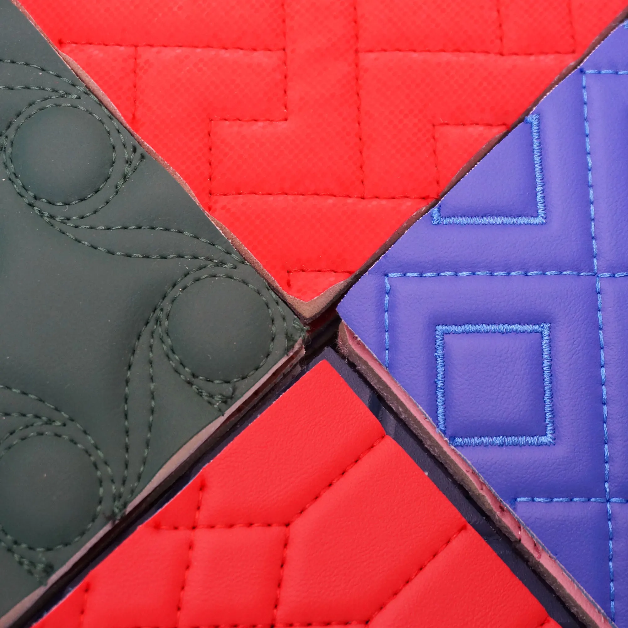 Factory Custom Embroidered Car Sewn PVC Artificial Leather Fabric Car Seat Cover Foot Mat Automotive Upholstery Cuero Pvc Rexine