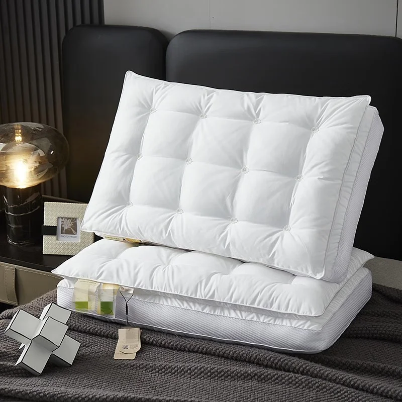 Cheap European Standard Double Layer White Chemical Fiber Fabric 100% Polyester Filling Bed Neck Pillow with OEKO Certificate