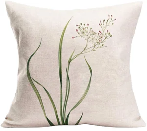 Throw Pillow Covers Green Leaf Floral Decorative Throw Pillow Case Cushion Cover Cotton Linen Pillowcase