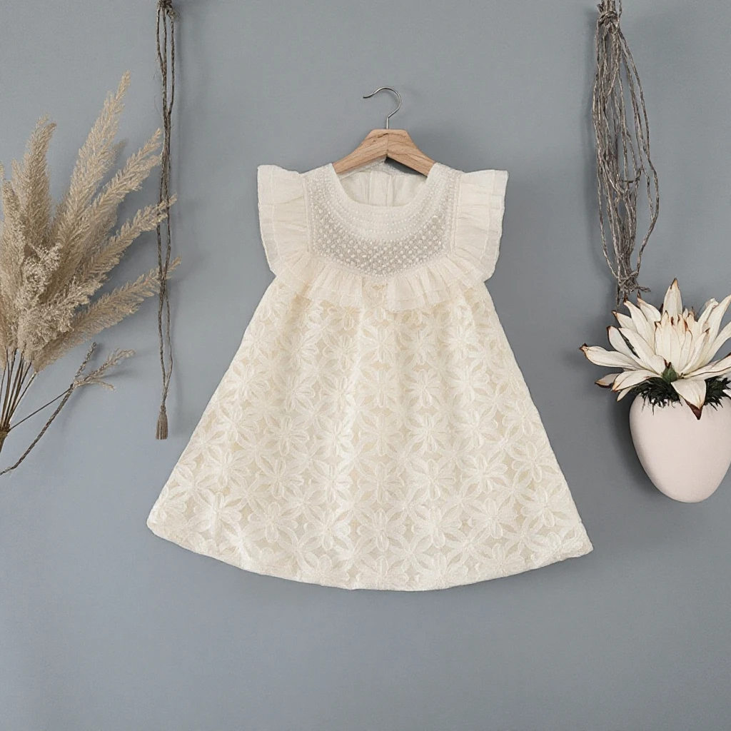 beige birthday dress Burgundy Beige Girl Dress Wedding Birthday Party J746