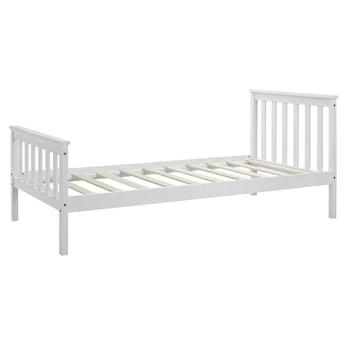 Simple Factory Price Wooden Bed Frame Solid Pine White Double King Single Size Shaker Style Wood Beds Wall Bed