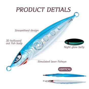 150/200/250g 3D Hollow Luminous Lead Bait Slow Jigging Metal Plate Artificial Lure Octopus Red Mackerel Cross-Border – Metal Jig – view 4