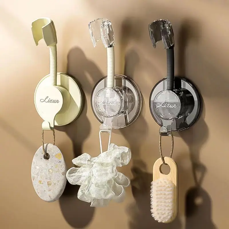 Support de pommeau de douche sans perçage – Support robuste universel pour pommeau de douche, base universelle réglable avec crochet, montage mural sans trace