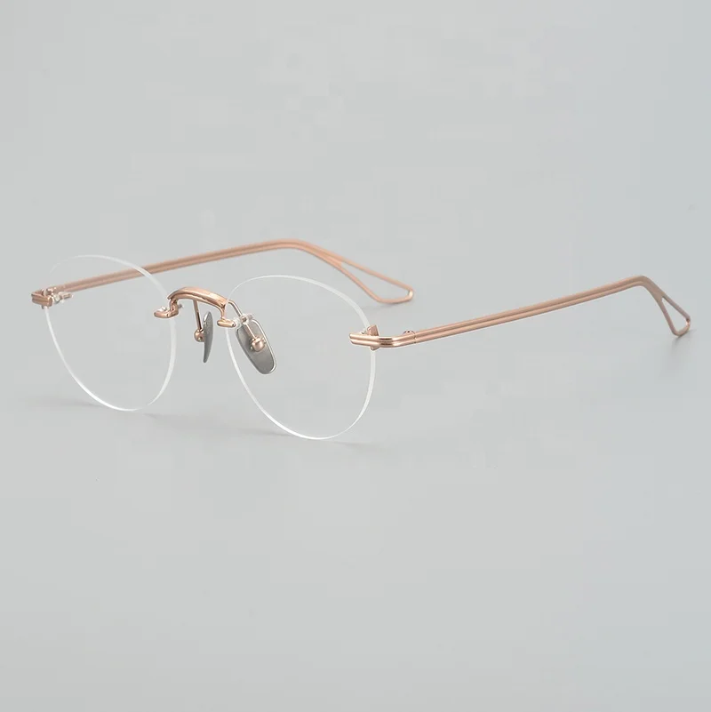 2023 New Glasses Titanium Myopia Optical Glasses Frame Frameless Fashion Round Eyeglass Frame