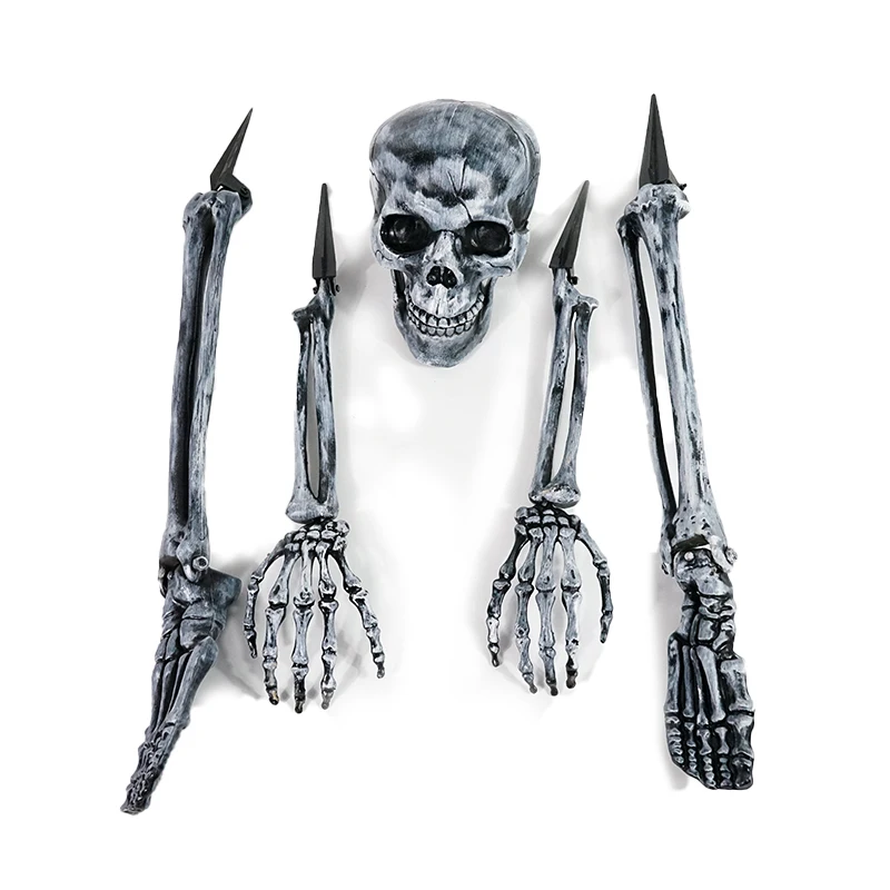 OZMI Decorazione di Halloween a grandezza naturale, 160 cm, scheletro di Halloween, dimensioni standard, scheletro gigante con giunti mobili, per casa infestata, cimitero, decorazione esterna