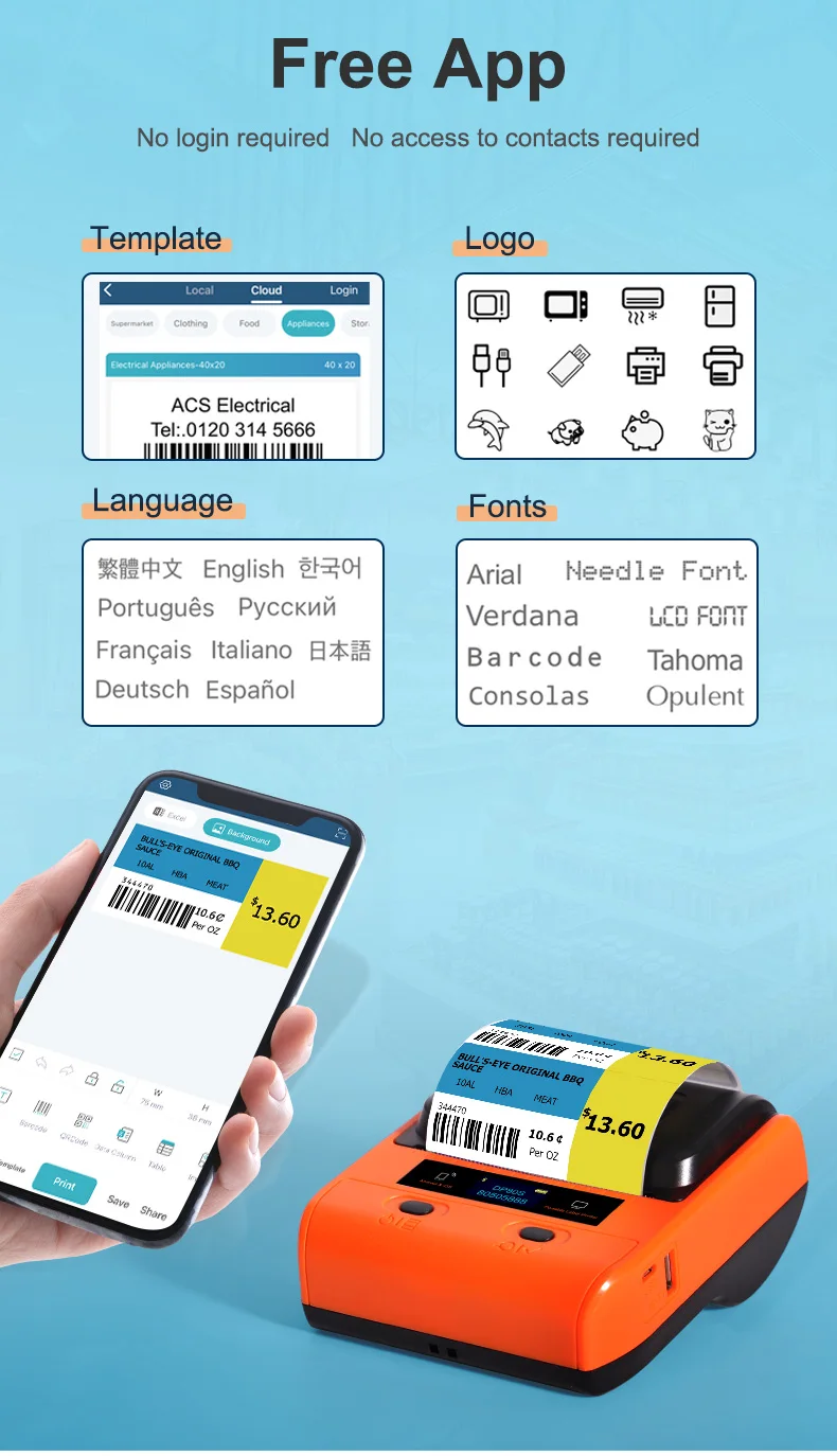 Detonger Portable Label Maker 80mm Price Sticker Warehouse Storage