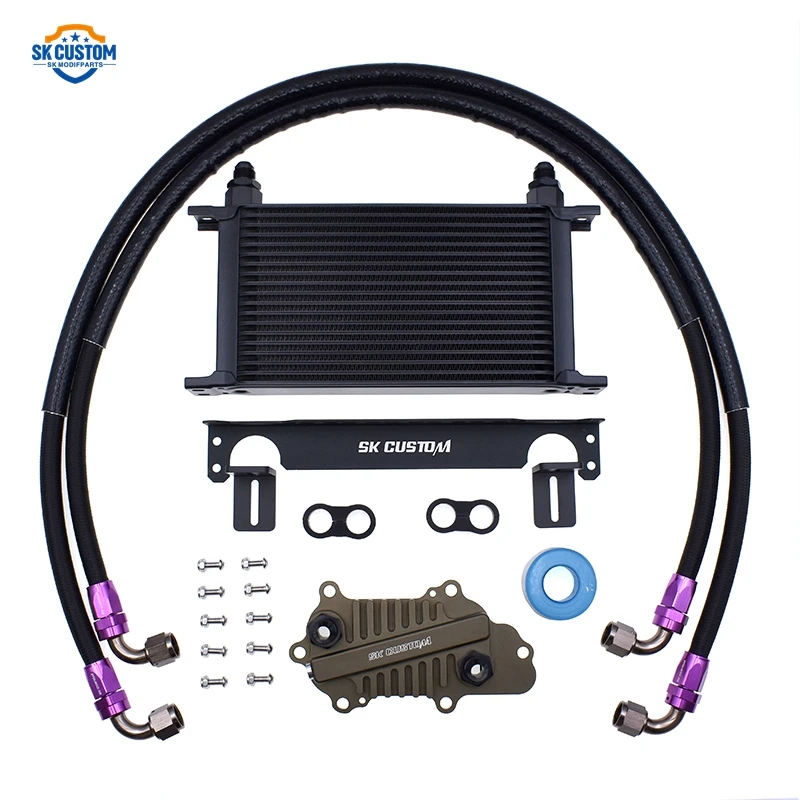 SK Custom Racing Aluminum Engine Oil Cooler Kit For Jeep Cherokee WK2 Dodge 3.0L Crd 3.6L Pentastar