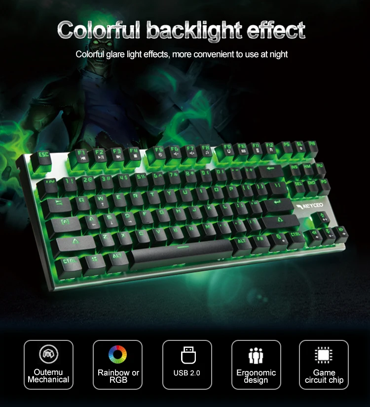 Tkl Mechanical Keyboard Wired Usb Rgb Backlight Support Software High ...