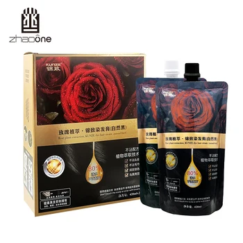 Factory Fast Dyeing Rose Extract Non-stick Scalp Cover Grey Natural Super Chinese Black Dye Cream