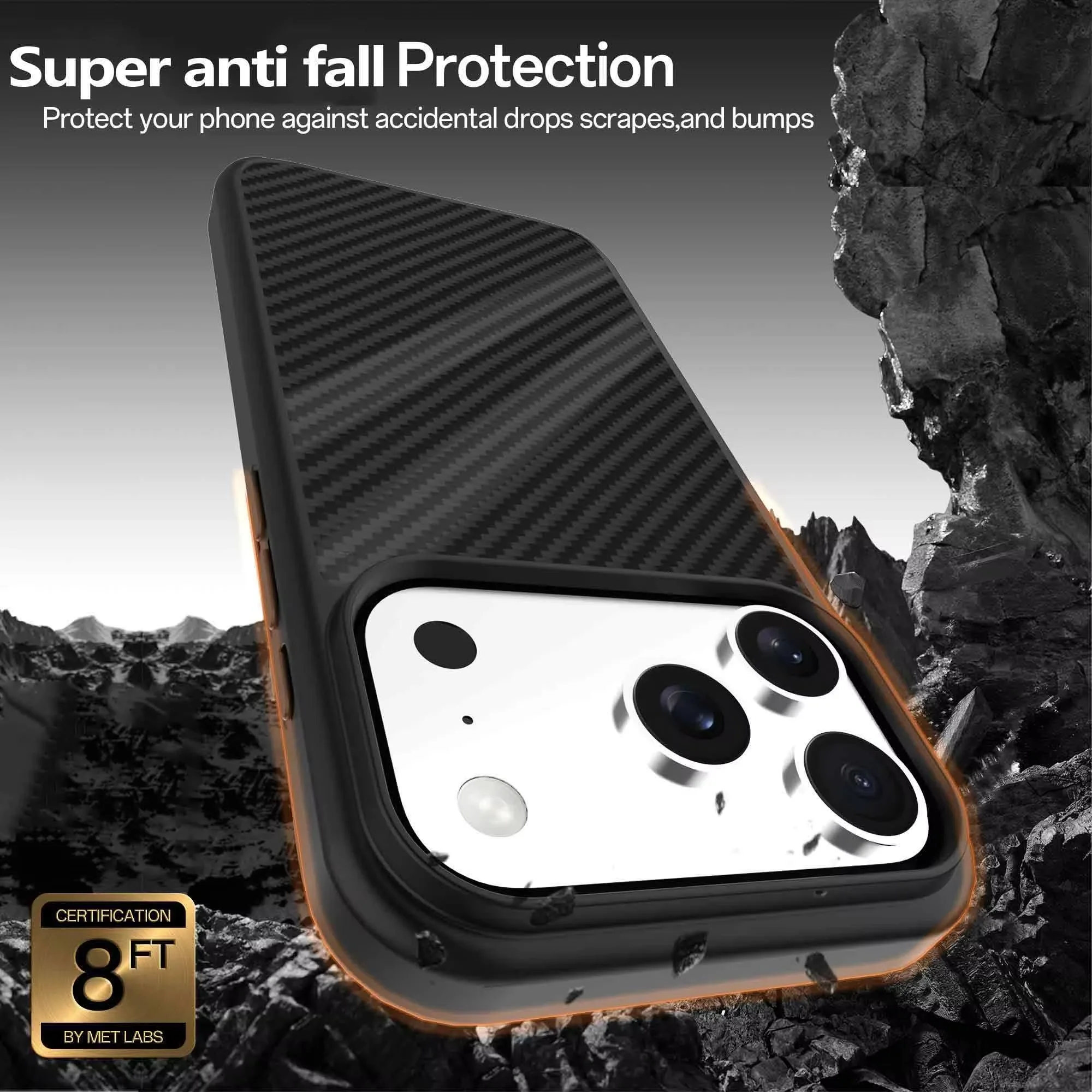 product laudtec carbon fiber soft shockproof phone case for iphone 17 air 16 pro max tpu pc material magnetic luxury business sjk1085-7