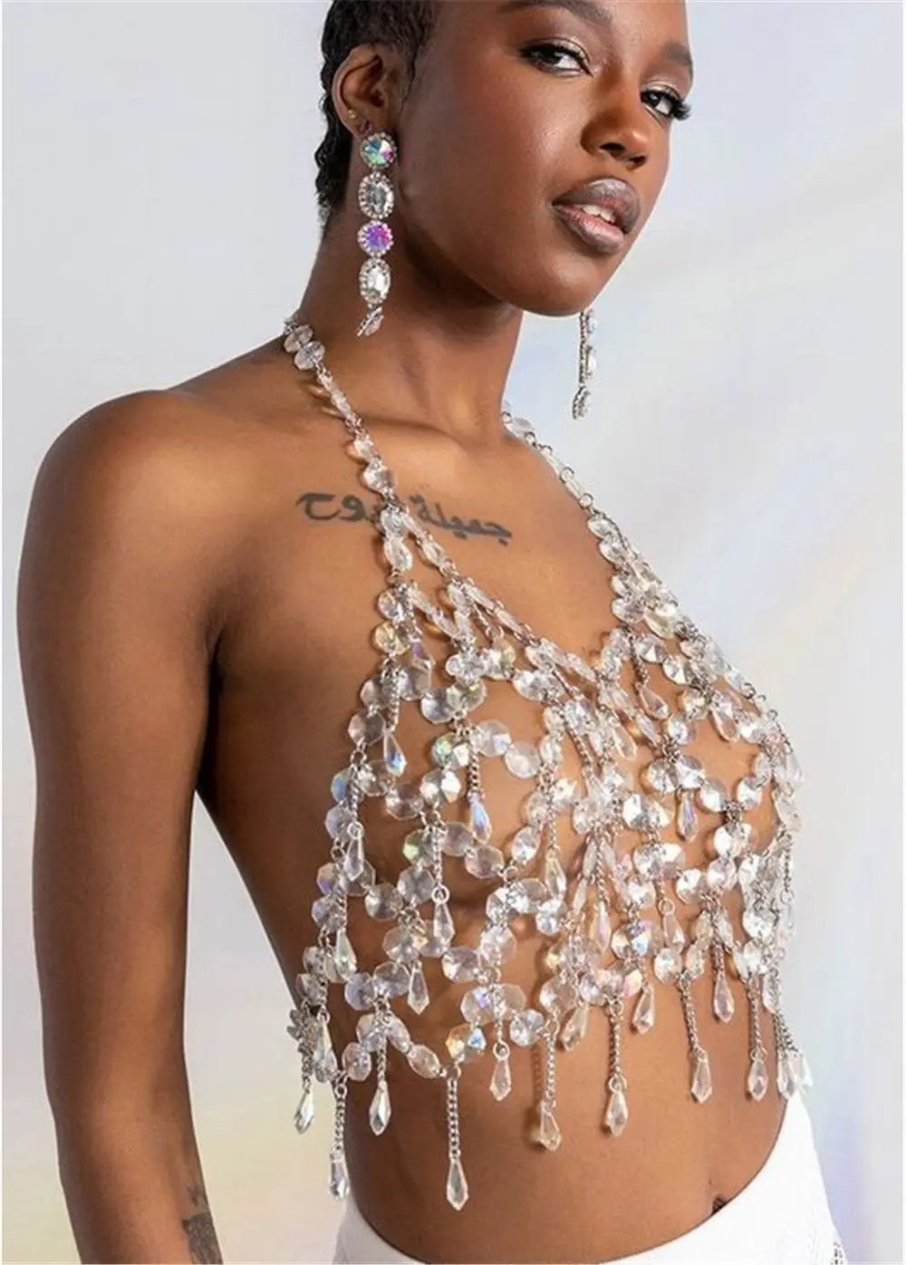 2022 Women Ladies White Beaded Pearls Bralette Bra Tank Bustier Vest Crop  Top Artificial Pearl Bra Top Chainmail Jewel Vest Tops - AliExpress