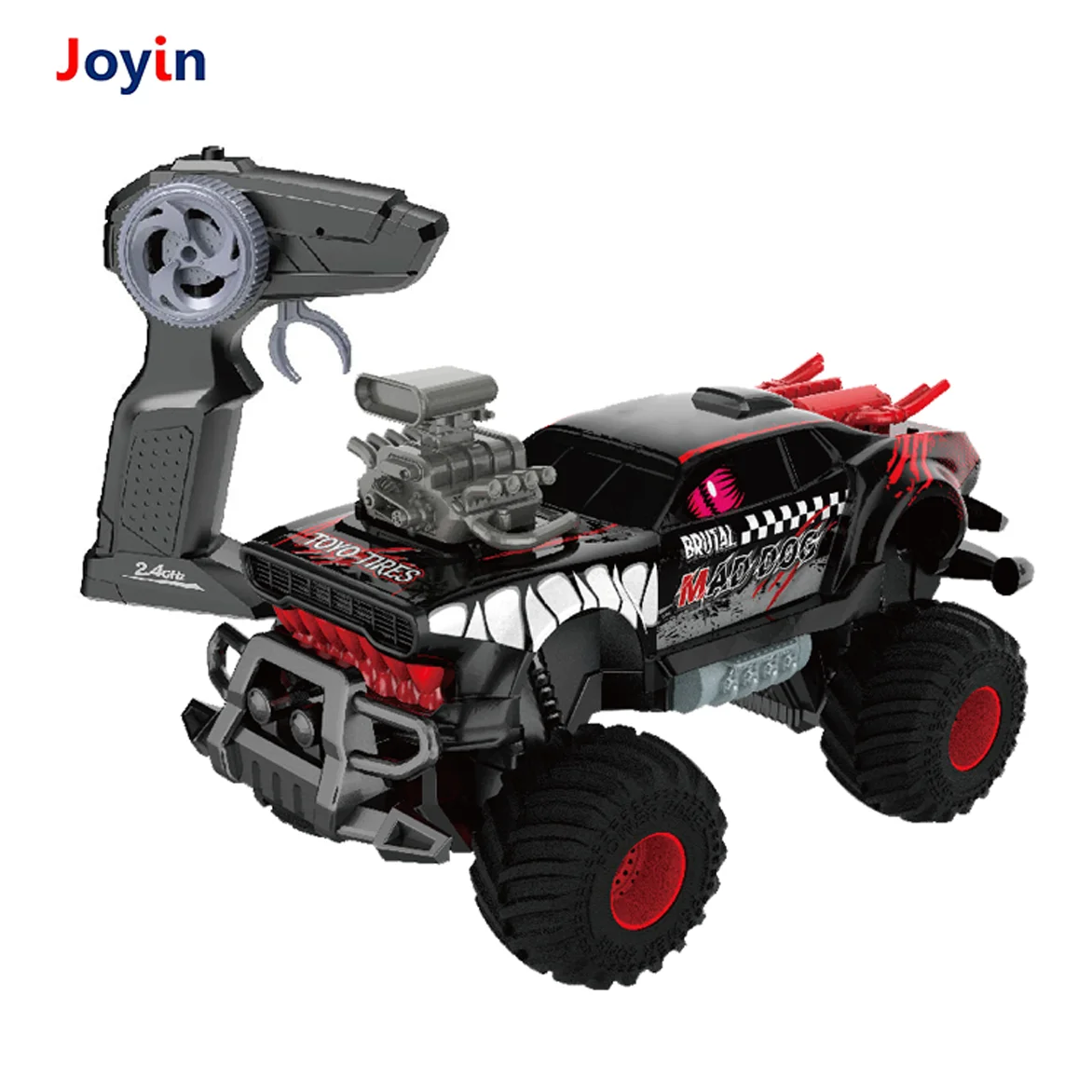 2.4 GHz 1:14 Scale 2024 Giant Truck Streamer Light 3 Modes Flashing Remote Control Toy Cars RC Customizable Neon LED 10KM/H