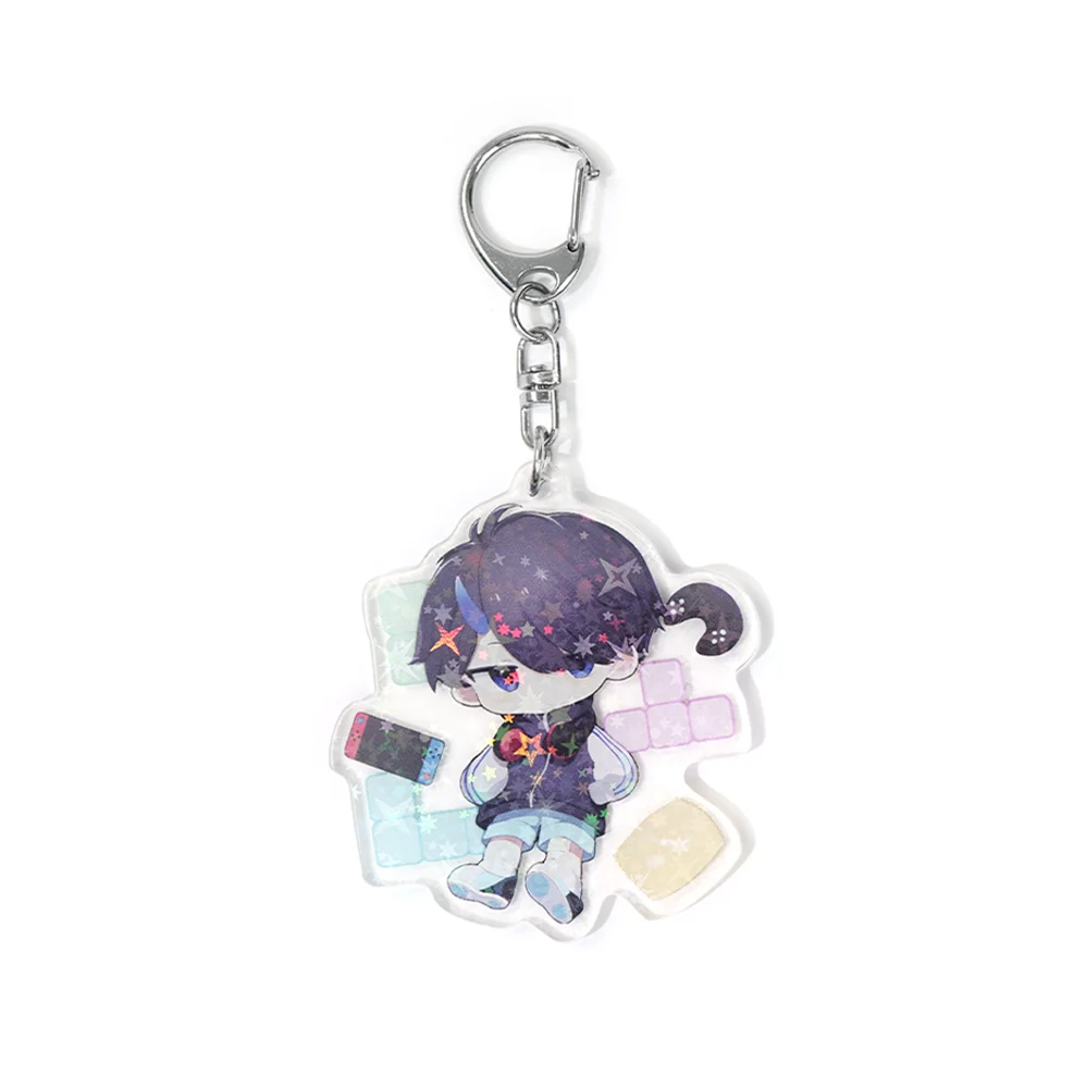 Double Sided Printing Holographic holo rainbow Acrylic Charm Anime Game Peripheral Kawaii Key Pendant