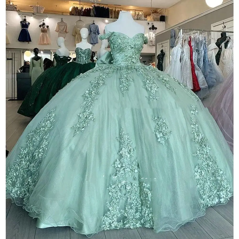 Wholesale Mint Greeen Quinceanera Dresses XV Dress Vestido de Bola 15 Year Old Dresses 2024,2 Pieces