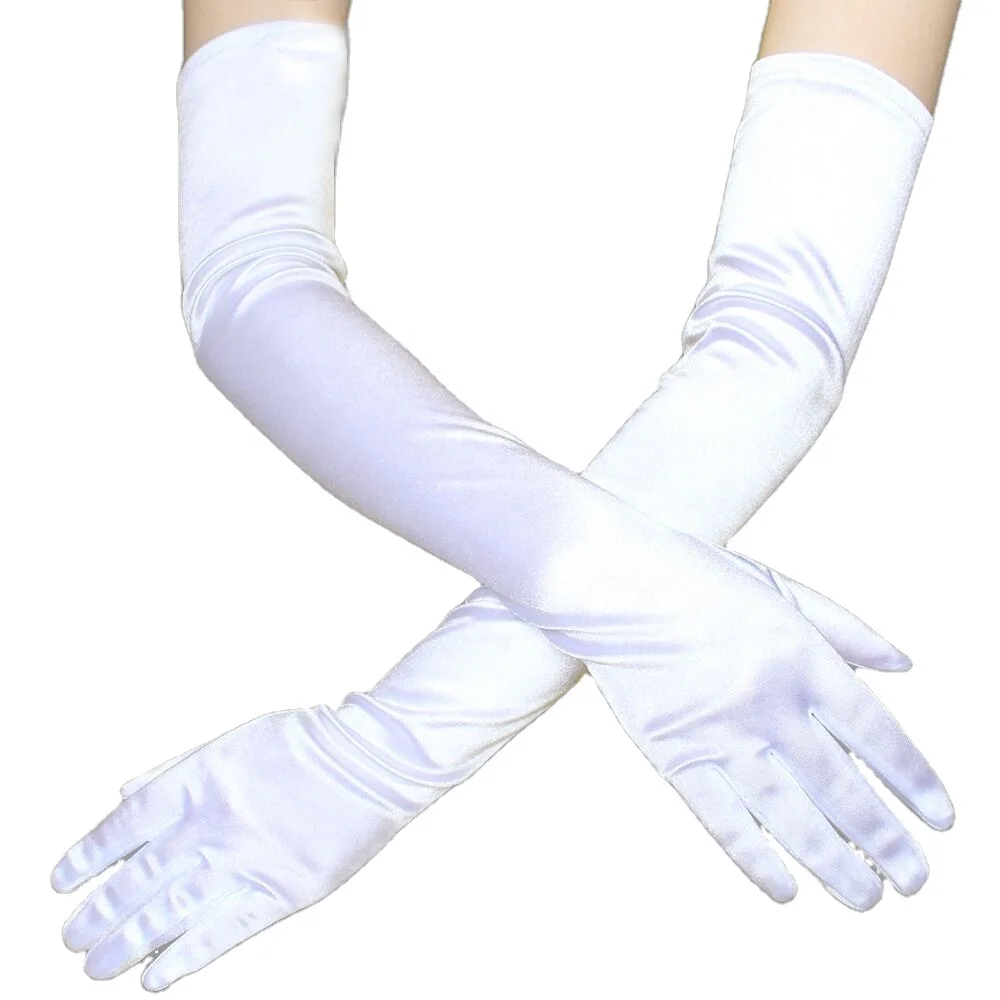 Женские Длинные атласные перчатки до локтя 1920s перчатки для невесты