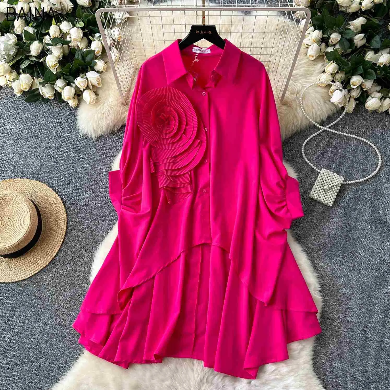 Shop Our New Fall Polo Collar Asymmetric Shirt Midi for Women