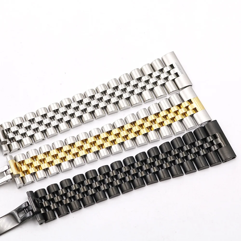 20mm Jubilee Straight End Watch Band Solid 316l Steel Replacement Wrist ...