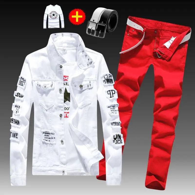 Spring and autumn men's Korean version of denim outer suit casual collocation handsome trendy jacket top clothes