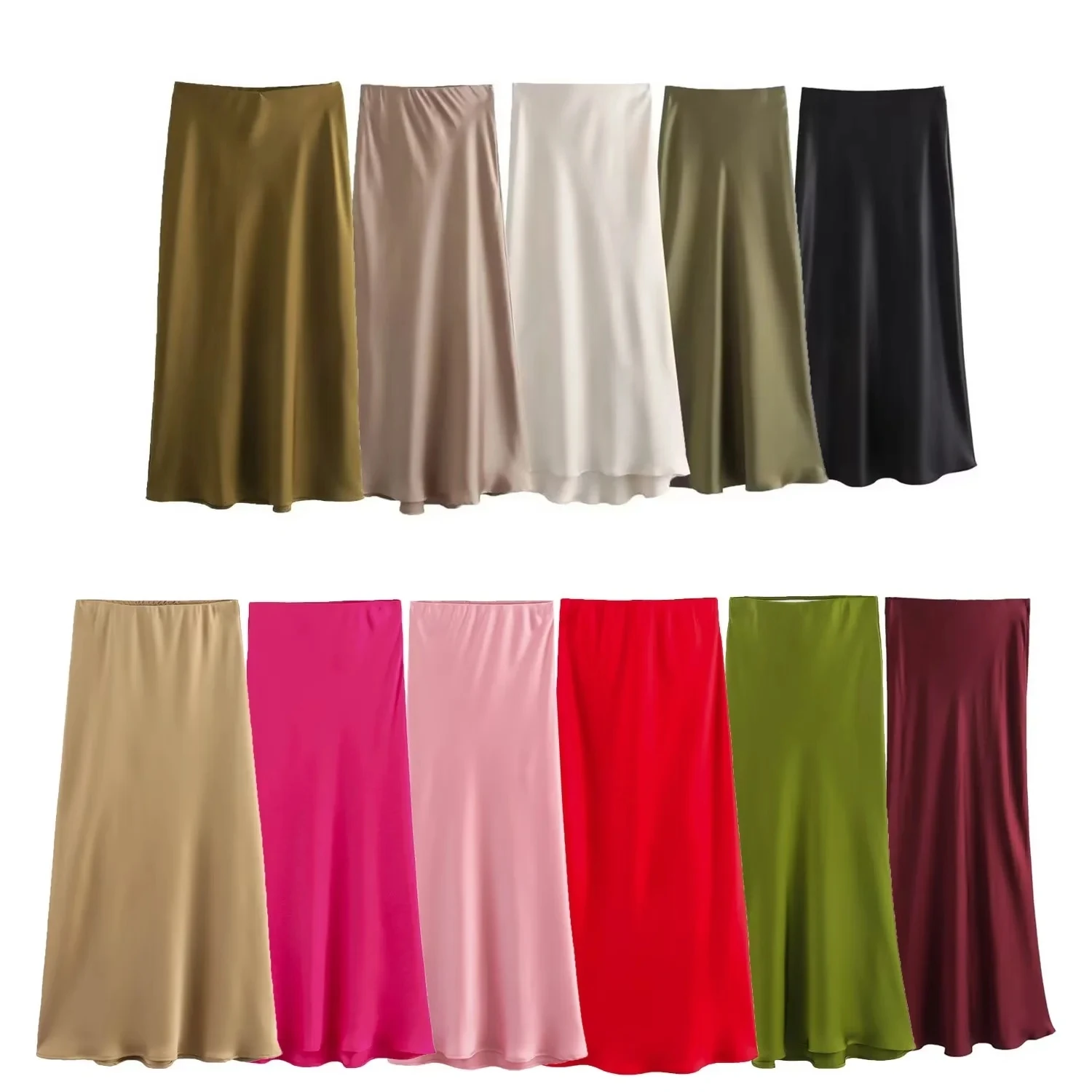 Resume - Women Katers Skirt Midi Balloon With High Waist And Side Zipper 100% Cotton - Black