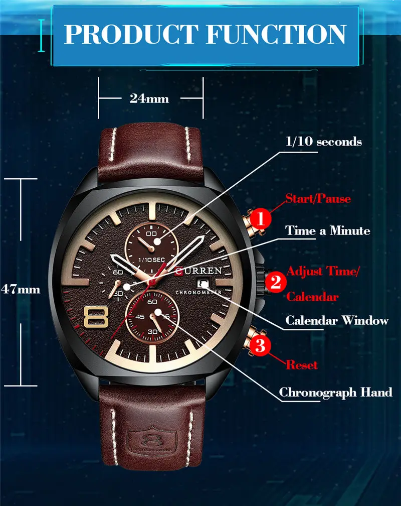 CURREN 8324 Sport Watch Men Top Brand Luxury Quartz Men's Chronograph Date Fashion Waterproof Wrist Watches Relogio Masculino