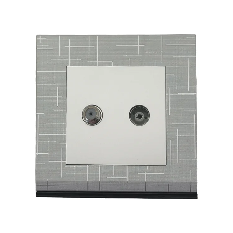 VNX 86*86mm Satellite Socket With TV Socket BS Standard One Gang 10A Socket Silver Brush Meteor Rain Series